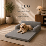 LeLo Pet PawLounge Small Grey ανατομικός καναπές και κρεβάτι σκύλου 2 σε 1, πλήρως ανοιχτό με σκύλο