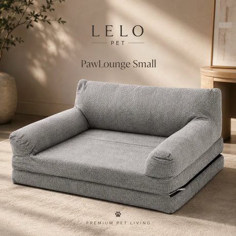 LeLo Pet PawLounge Small γκρι ανατομικός καναπές και κρεβάτι σκύλου 2 σε 1