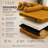 LeLo Pet PawLounge Small μουσταρδί – εσωτερική κατασκευή με αφαιρούμενο πλενόμενο κάλυμμα, Premium Foam υψηλής πυκνότητας, φερμουάρ και αντιολισθητική βάση.