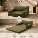 LeLo Pet PawLounge Small λαδί ανατομικός καναπές και κρεβάτι σκύλου 2 σε 1, σε κλειστή και ανοιχτή μορφή, με αφαιρούμενο κάλυμμα και αντιολισθητική βάση.