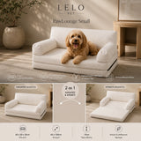 LeLo Pet PawLounge Small λευκός καναπές και κρεβάτι σκύλου 2 σε 1, διαστάσεις 60x50x30cm κλειστό και 60x100cm ανοιχτό.