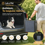 LeLo Pet TitanRamp διπλωμένη σε 4 τμήματα για εύκολη μεταφορά και compact αποθήκευση στο πορτμπαγκάζ του αυτοκινήτου