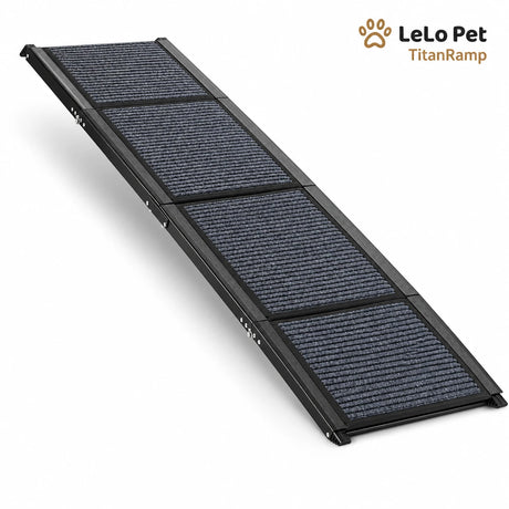 LeLo Pet TitanRamp heavy-duty αναδιπλούμενη ράμπα αυτοκινήτου για σκύλους 160x44cm με 4-fold κατασκευή και αντιολισθητική επιφάνεια