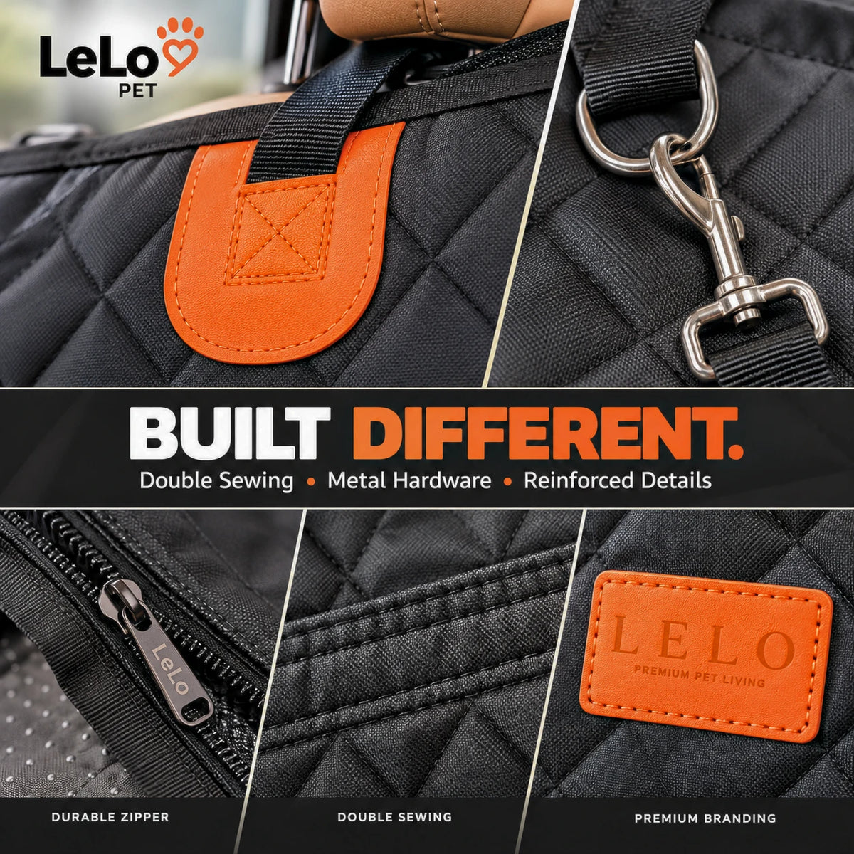 LeLo Pet TitanRide Heavy Duty με διπλές ενισχυμένες ραφές, μεταλλικούς κρίκους και clips, ενισχυμένα σημεία ιμάντων και ραμμένο LeLo label