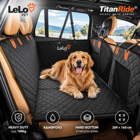 LeLo Pet TitanRide Heavy Duty αδιάβροχο κάλυμμα αυτοκινήτου 209×160cm με σκληρό κυψελωτό πάτο έως 100kg για μεγάλους σκύλους