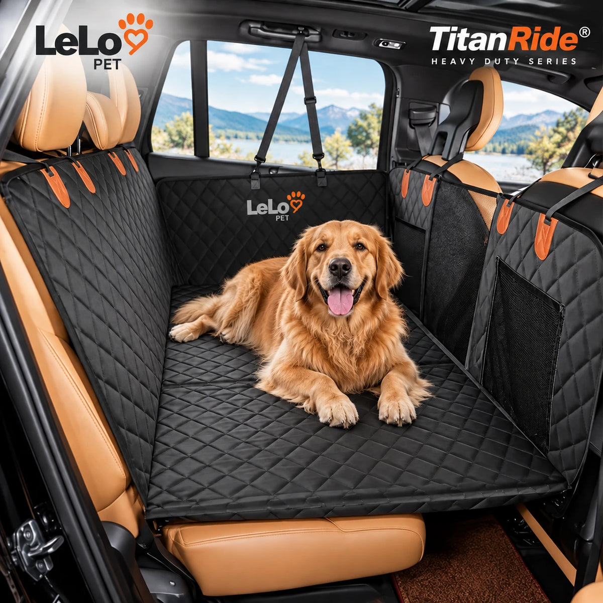 LeLo Pet TitanRide Heavy Duty κάλυμμα αυτοκινήτου με σκληρό πάτο για μεγάλους και πολύ μεγάλους σκύλους