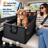 LeLo Pet TitanRide Solo σε μία πίσω θέση αυτοκινήτου με σκύλο, αφήνοντας τη διπλανή θέση ελεύθερη για επιβάτη, με mesh πλευρές και ενισχυμένη δομημένη κατασκευή