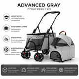 LeLo Pet UrbanCruise® Advanced Gray διώροφο καρότσι κατοικιδίων με αποσπώμενο carrier, εύκολο δίπλωμα, μεγάλους αντικραδασμικούς τροχούς και χώρο για δύο κατοικίδια έως 25kg στο wox.gr