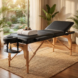 VSL Sports FlexiRest® – Πτυσσόμενο Ξύλινο Κρεβάτι Μασάζ με Ανάκληση Πλάτης (Μαύρο)