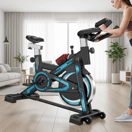 spin bike με ροδάκια μεταφοράς για εύκολη μετακίνηση στο σπίτι