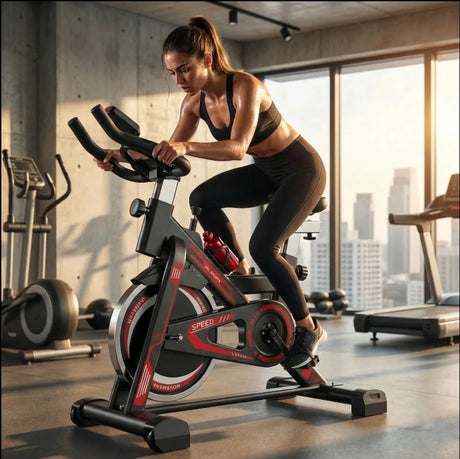 ρυθμιζόμενη σέλα και τιμόνι σε spin bike για εργονομική προπόνηση