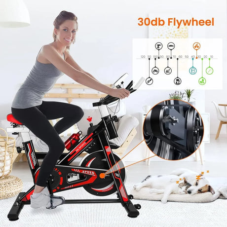 Belt Drive system για αθόρυβη λειτουργία στο κόκκινο Spin Bike