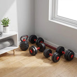 Σετ αλτήρων και kettlebell VSL Sports PowerDumbbell 20 τοποθετημένο σε πάτωμα σπιτιού
