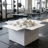 Ανοιχτό λευκό κουτί με 288 blocks μαγνησίας 56g για γυμναστήρια