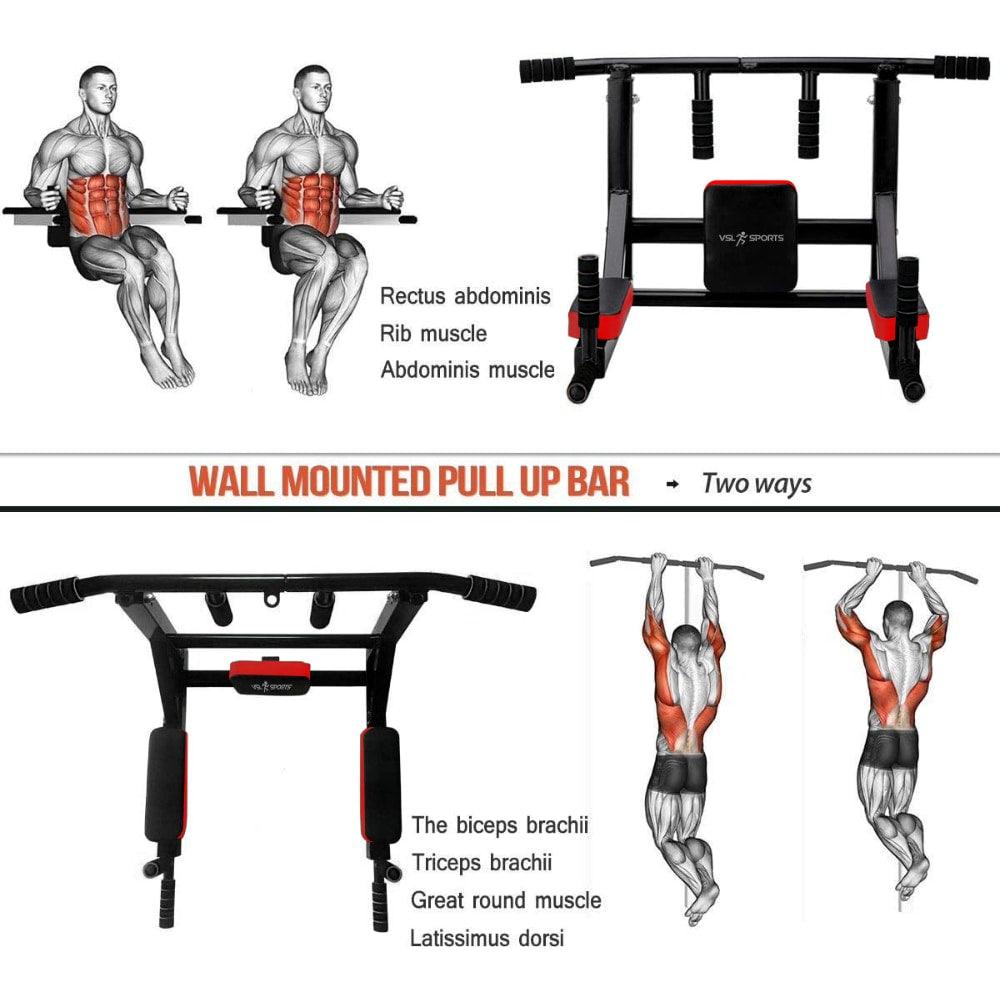 VSL Sports - Ατσάλινο Αντιολισθητικό Gym Pull Up μονόζυγο τοίχου 90x60x68 για Χρήστη έως 180kg - VSL140517 - wox.gr