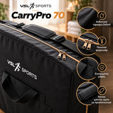 VSL Sports CarryPro 70 – Επαγγελματική τσάντα μεταφοράς κρεβατιού μασάζ από ανθεκτικό ύφασμα Oxford, με ποιοτικό φερμουάρ, ενισχυμένες ραφές και άνετο ιμάντα ώμου με προστατευτικό.