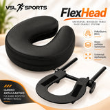 VSL Sports FlexHead universal ανταλλακτικό προσκέφαλο για φορητά κρεβάτια μασάζ με μαύρο μαξιλάρι προσώπου και ρυθμιζόμενη βάση σε premium παρουσίαση.