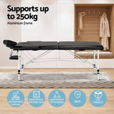 VSL Sports - Φορητό Kρεβάτι αλουμινίου για μασάζ, αισθητική, φυσικοθεραπεία, tattoo, με μαύρο στρώμα βινυλίου και ενισχυμένη τσάντα μεταφοράς - VSL140029BLK - wox.gr