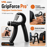 VSL Sports GripForce Pro ταναλάκι hand grip για ενδυνάμωση λαβής καρπού και πήχη σε καθημερινή προπόνηση