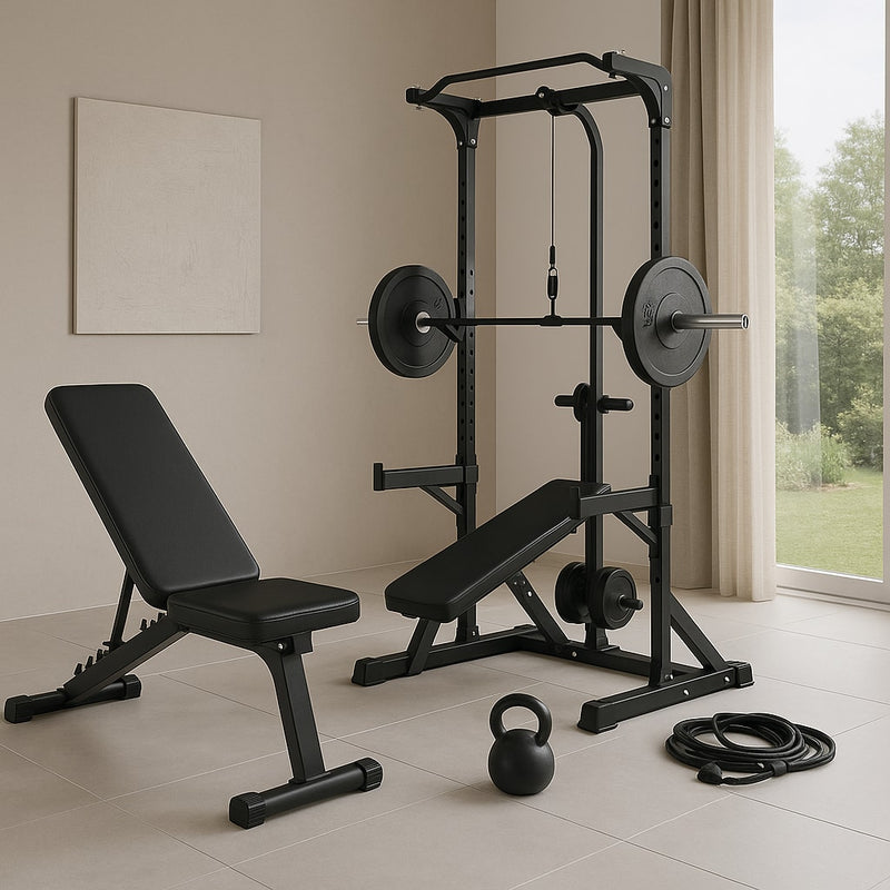 VSL Sports Home Gym – Αλτήρες, πάγκος γυμναστικής, ποδήλατο και πιστόλι μασάζ σε minimal χώρο προπόνησης από το wox.gr