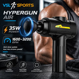 VSL Sports HyperGun Air πιστόλι μασάζ 35W με εύρος 1600–3200 RPM για ρυθμιζόμενη ένταση και μυϊκή αποκατάσταση.