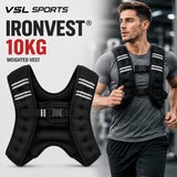 VSL Sports IronVest 10kg γιλέκο βαρών weighted vest με ανακλαστικές λωρίδες, παρουσίαση προϊόντος και άνδρα κατά την προπόνηση