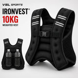 VSL Sports IronVest 10kg γιλέκο βαρών weighted vest με ανακλαστικές λωρίδες, ρυθμιζόμενη εφαρμογή και πίσω mesh θήκες για μπουκάλια