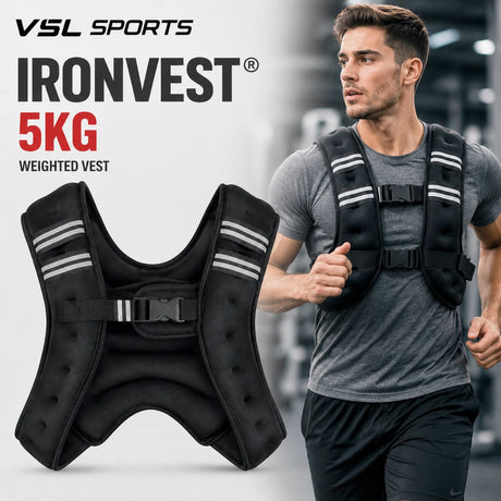 VSL Sports IronVest 5kg γιλέκο βαρών weighted vest με ανακλαστικές λωρίδες φορεμένο από άνδρα κατά την προπόνηση