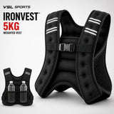 VSL Sports IronVest 5kg γιλέκο βαρών weighted vest με ανακλαστικές λωρίδες, ρυθμιζόμενη εφαρμογή και πίσω mesh θήκες για μπουκάλια