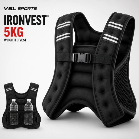 VSL Sports IronVest 5kg γιλέκο βαρών weighted vest με ανακλαστικές λωρίδες, ρυθμιζόμενη εφαρμογή και πίσω mesh θήκες για μπουκάλια
