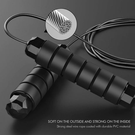 Κοντινή εικόνα του VSL Sports SpeedCore® που αναδεικνύει το πολύκλωνο ατσάλινο καλώδιο με ανθεκτική επικάλυψη PVC για μεγαλύτερη αντοχή και ομαλή περιστροφή