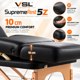 Λεπτομέρεια στρώματος πάχους 10 cm του VSL Sports SupremeRest 5Z, με μαύρη επένδυση PVC leather, ενισχυμένες ραφές και στρογγυλεμένες γωνίες για επαγγελματική άνεση.