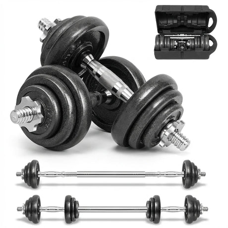 VSL Sports TitanSet 20 σετ ατσάλινων αλτήρων και μπάρας 20kg για προπόνηση στο σπίτι