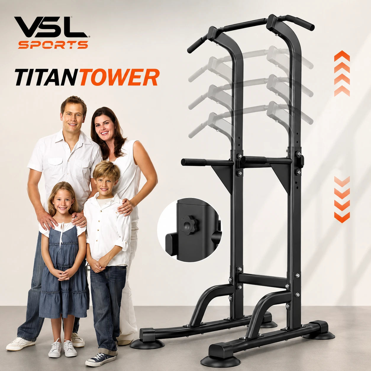 VSL Sports TitanTower μονόζυγο δίζυγο με 10 επίπεδα ρύθμισης ύψους 165-210cm για προπόνηση στο σπίτι
