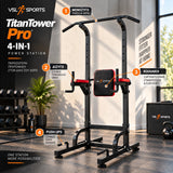 VSL Sports TitanTower Pro πολυόργανο 4-in-1 με μονόζυγο, δίζυγο, Captain’s Chair για κοιλιακούς και ενσωματωμένες λαβές push-up