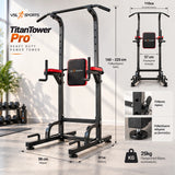 VSL Sports TitanTower Pro Heavy Duty πολυόργανο με ρυθμιζόμενο ύψος 160–225cm, πλάτος 67cm, εσωτερικό άνοιγμα 57cm και κατασκευή 25kg