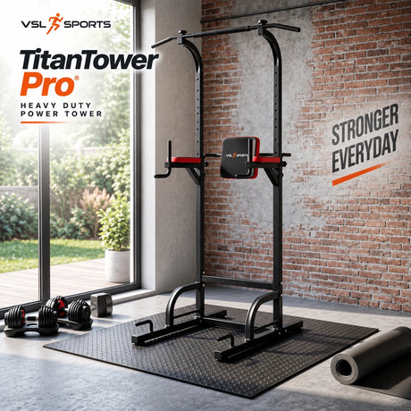 VSL Sports TitanTower Pro Heavy Duty αυτοστήρικτο μονόζυγο, δίζυγο και πολυόργανο σε φωτεινό σύγχρονο home gym