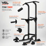 VSL Sports TitanTower μονόζυγο δίζυγο με ανθεκτικές αντιολισθητικές λαβές PVC, ενισχυμένο μεταλλικό σκελετό, 10 επίπεδα ύψους και βάρος χρήστη έως 150kg