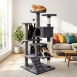 Wallex Multi-Level Cat Tree 137cm με γάτα που ξεκουράζεται σε ψηλή πλατφόρμα