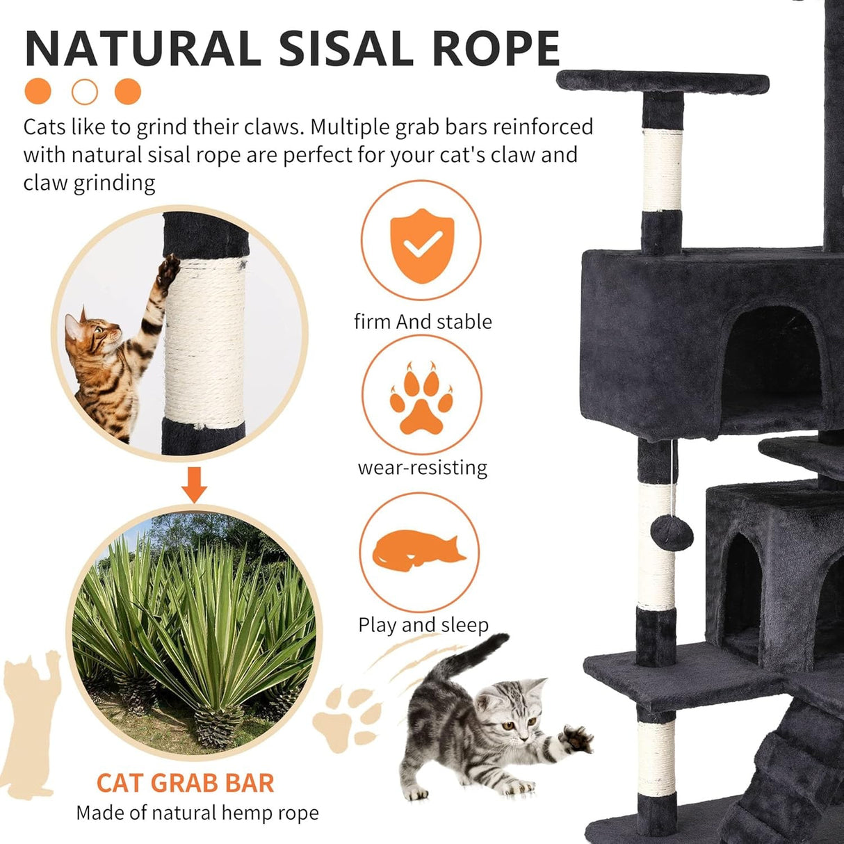 Premium υφασμάτινη επένδυση στο Wallex Multi-Level Cat Tree – απαλή αίσθηση χωρίς μυρωδιές, ιδανική για ευαίσθητες γάτες