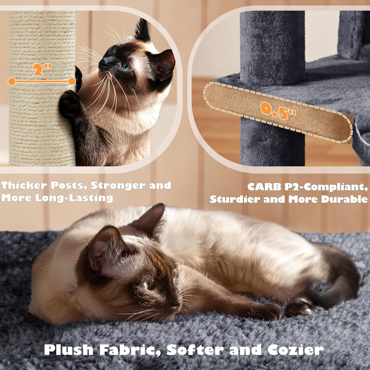 Πλήρες σετ συναρμολόγησης του Wallex Cat Tree με βήμα-βήμα οδηγίες και αριθμημένα εξαρτήματα