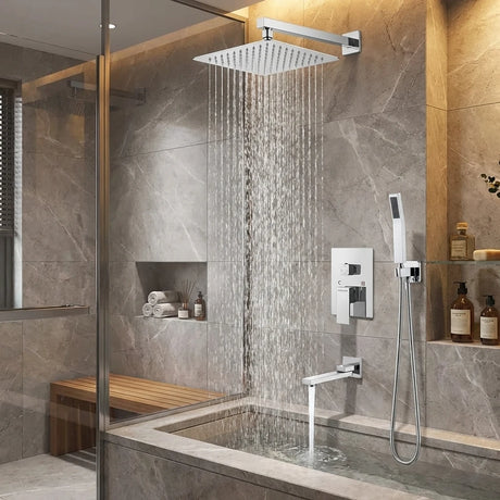 Wallex HydroFlow 3X® Inox κεφαλή ντους 25cm με ισχυρή ροή νερού