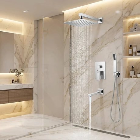 Wallex HydroFlow 3X® Inox εντοιχιζόμενο σετ ντους ιδανικό για ανακαίνιση μπάνιου