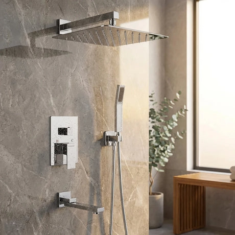 Wallex HydroFlow 3X® Inox εντοιχιζόμενος μίκτης ντους 3 εξόδων inox