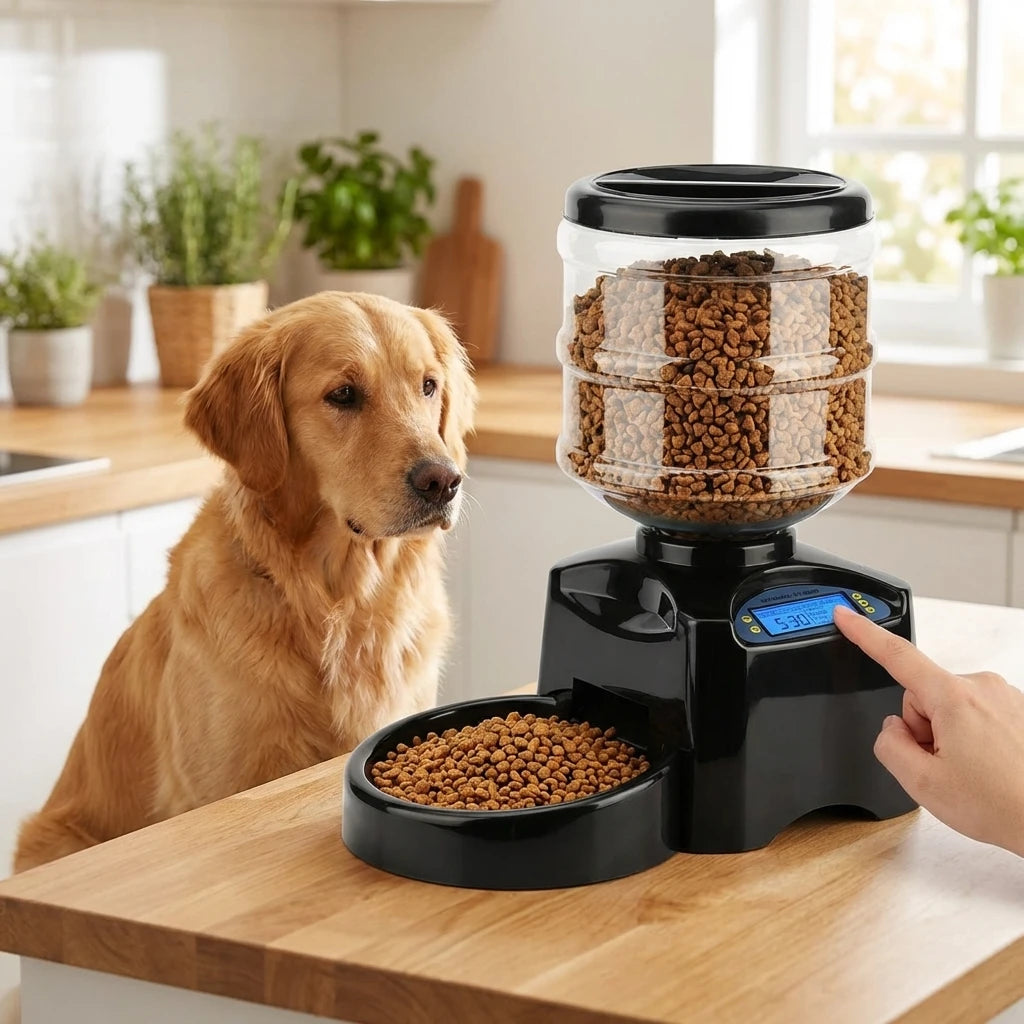 Wallex PetFeeder 5.5 αυτόματη ταΐστρα σκύλου και γάτας με προγραμματισμό και οθόνη LCD