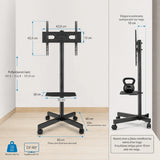 Διαστάσεις βάσης της Wallex ProStand® 60 με πλάτος 45cm, βάθος 40cm και ελάχιστη απόσταση σωλήνα 10cm από τον τοίχο για εύκολη τοποθέτηση.
