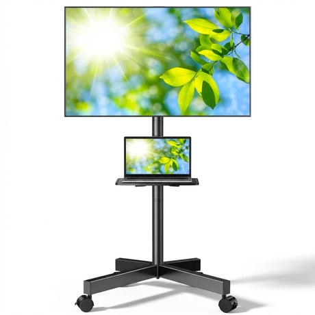 Wallex ProStand 60 βάση τηλεόρασης δαπέδου με ράφι και ροδάκια για TV 23 έως 60 ίντσες