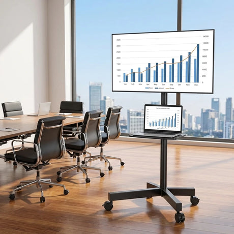 Wallex ProStand 60 βάση τηλεόρασης σε αίθουσα συνεδριάσεων για παρουσιάσεις