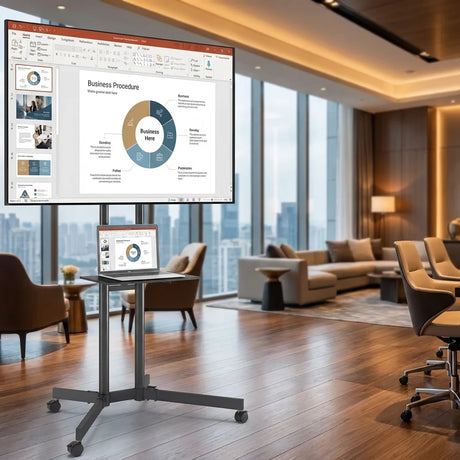Wallex ProStand 70 βάση τηλεόρασης σε αίθουσα συνεδριάσεων για παρουσιάσεις