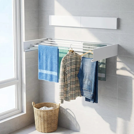 απλώστρα τοίχου για μπάνιο Wallex TowelDry 100 λευκή